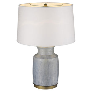HomeRoots 27" Gray Ceramic Table Lamp - Modern White Empire Shade for Stylish Ambient Lighting & Decor 399176