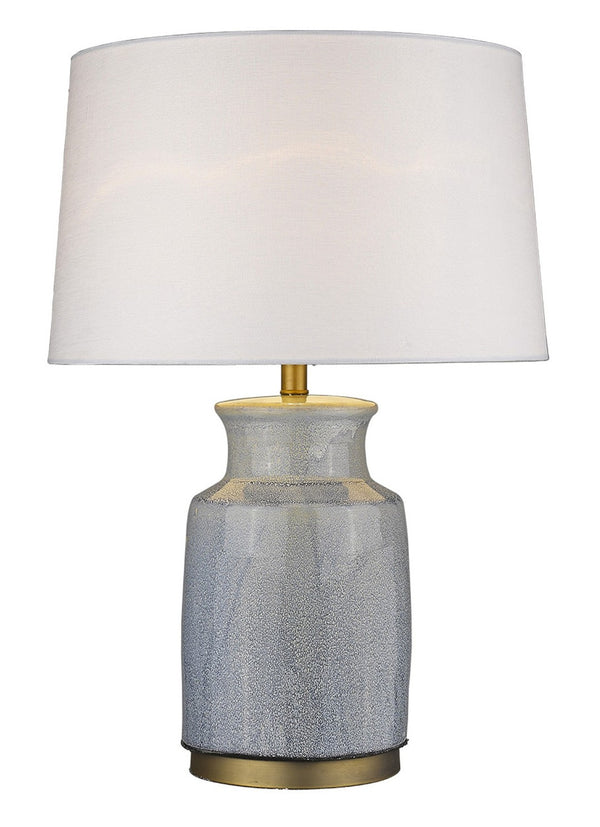 HomeRoots 27" Gray Ceramic Table Lamp - Modern White Empire Shade for Stylish Ambient Lighting & Decor 399176