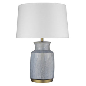 HomeRoots 27" Gray Ceramic Table Lamp - Modern White Empire Shade for Stylish Ambient Lighting & Decor 399176