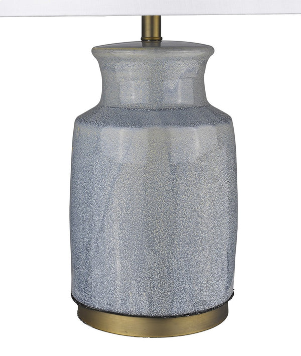 HomeRoots 27" Gray Ceramic Table Lamp - Modern White Empire Shade for Stylish Ambient Lighting & Decor 399176