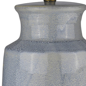 HomeRoots 27" Gray Ceramic Table Lamp - Modern White Empire Shade for Stylish Ambient Lighting & Decor 399176