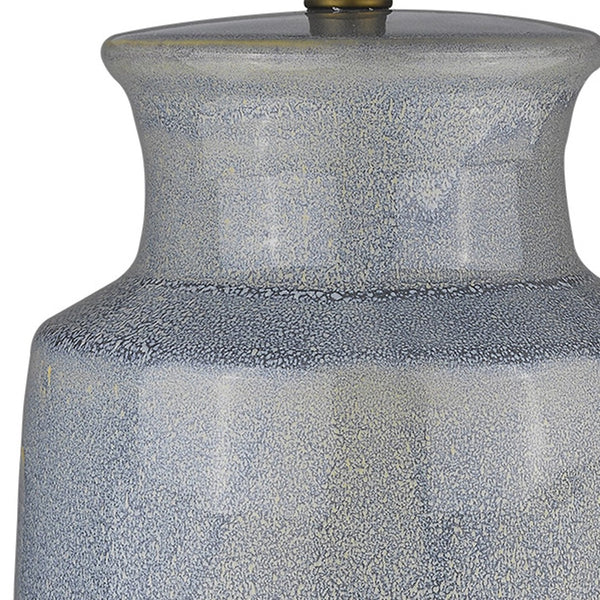 HomeRoots 27" Gray Ceramic Table Lamp - Modern White Empire Shade for Stylish Ambient Lighting & Decor 399176
