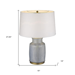 HomeRoots 27" Gray Ceramic Table Lamp - Modern White Empire Shade for Stylish Ambient Lighting & Decor 399176