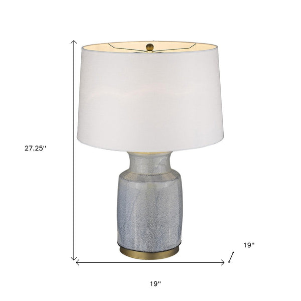 HomeRoots 27" Gray Ceramic Table Lamp - Modern White Empire Shade for Stylish Ambient Lighting & Decor 399176
