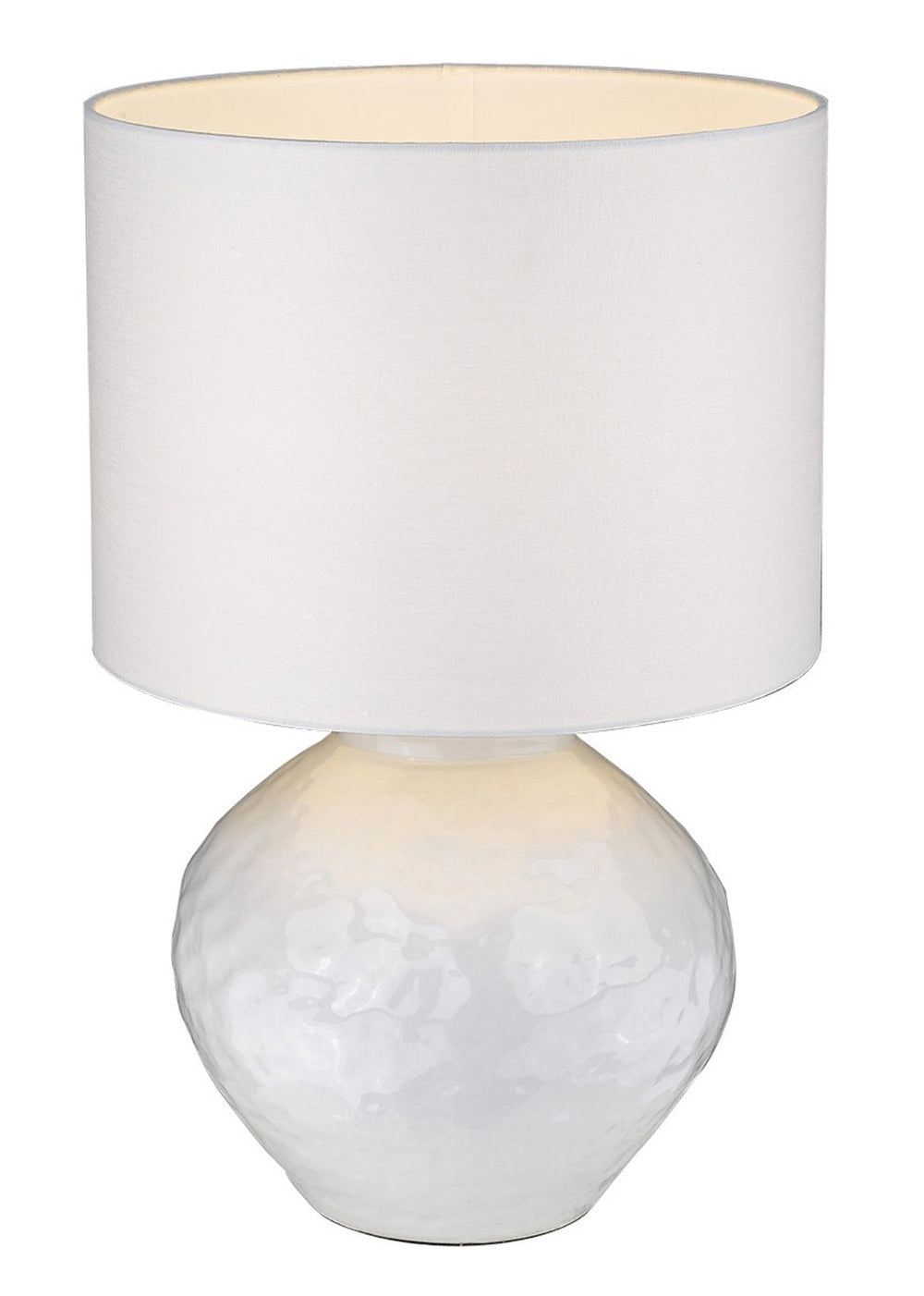 HomeRoots 26" White Ceramic Table Lamp - Elegant Drum Shade for Ambient Lighting in Home Décor Spaces 399177