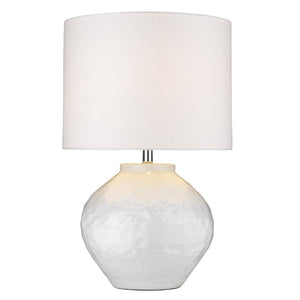 HomeRoots 26" White Ceramic Table Lamp - Elegant Drum Shade for Ambient Lighting in Home Décor Spaces 399177