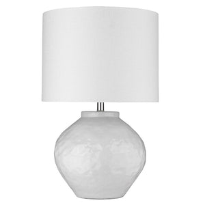 HomeRoots 26" White Ceramic Table Lamp - Elegant Drum Shade for Ambient Lighting in Home Décor Spaces 399177