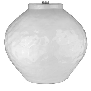 HomeRoots 26" White Ceramic Table Lamp - Elegant Drum Shade for Ambient Lighting in Home Décor Spaces 399177