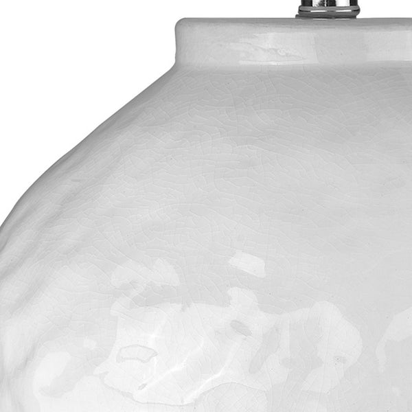 HomeRoots 26" White Ceramic Table Lamp - Elegant Drum Shade for Ambient Lighting in Home Décor Spaces 399177