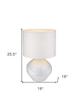 Homeroots 26" White Ceramic Table Lamp With White Drum Shade   399177