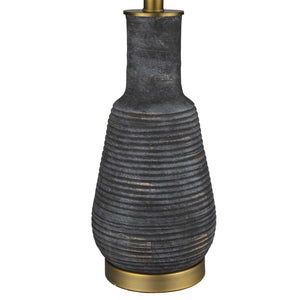 HomeRoots 26" Distressed Black and Gold Ceramic Table Lamp with White Shade - Rustic Charm Meets Modern Elegance 399180