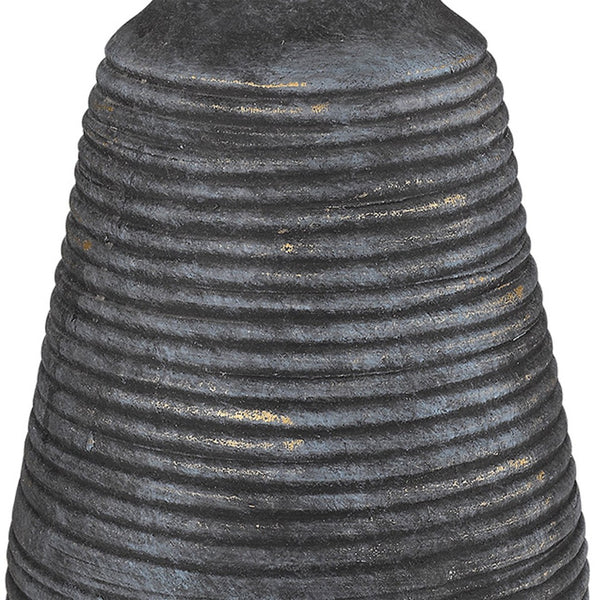 HomeRoots 26" Distressed Black and Gold Ceramic Table Lamp with White Shade - Rustic Charm Meets Modern Elegance 399180