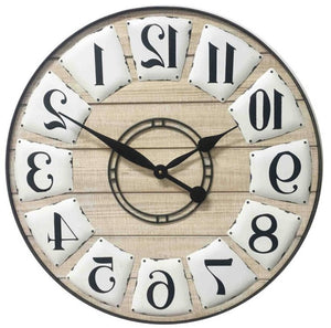 Homeroots 24" Circle Black And White Wood Analog Wall Clock  Wood 399182