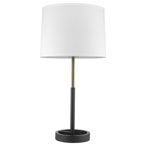 HomeRoots 31" Black and Gold Metal Table Lamp with White Shade - Elegant Contemporary Design for Any Room 399183