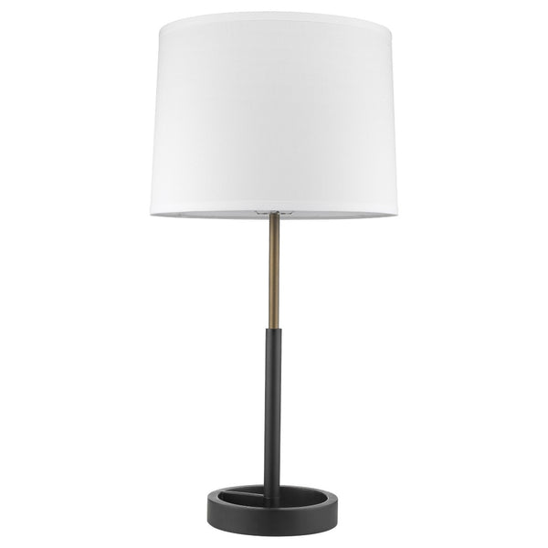 HomeRoots 31" Black and Gold Metal Table Lamp with White Shade - Elegant Contemporary Design for Any Room 399183
