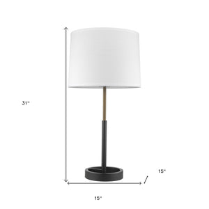 HomeRoots 31" Black and Gold Metal Table Lamp with White Shade - Elegant Contemporary Design for Any Room 399183