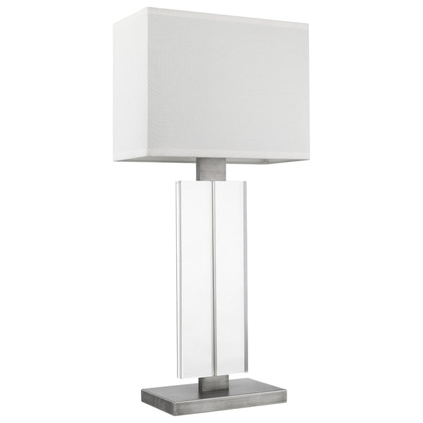 HomeRoots 31" Sleek Silver Metal and Acrylic Buffet Lamp with Contemporary White Shade for Modern Spaces 399185