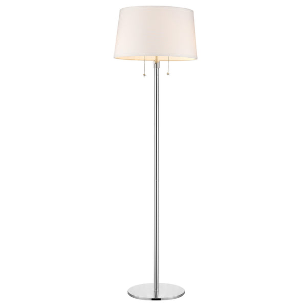 Homeroots 59" Chrome Traditional Shaped Floor Lamp With White Empire Shade  Metal 399188