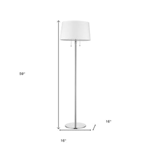 Homeroots 59" Chrome Traditional Shaped Floor Lamp With White Empire Shade  Metal 399188