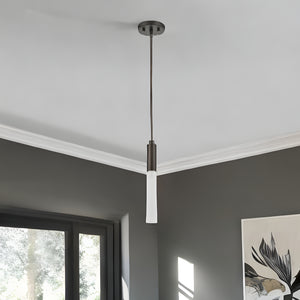 Homeroots Bronze Pendant Hanging Light With Frosted Glass Shade   399195