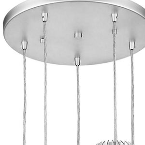 Homeroots Five Light Acrylic And Steel Shade Hanging Globe Light   399197