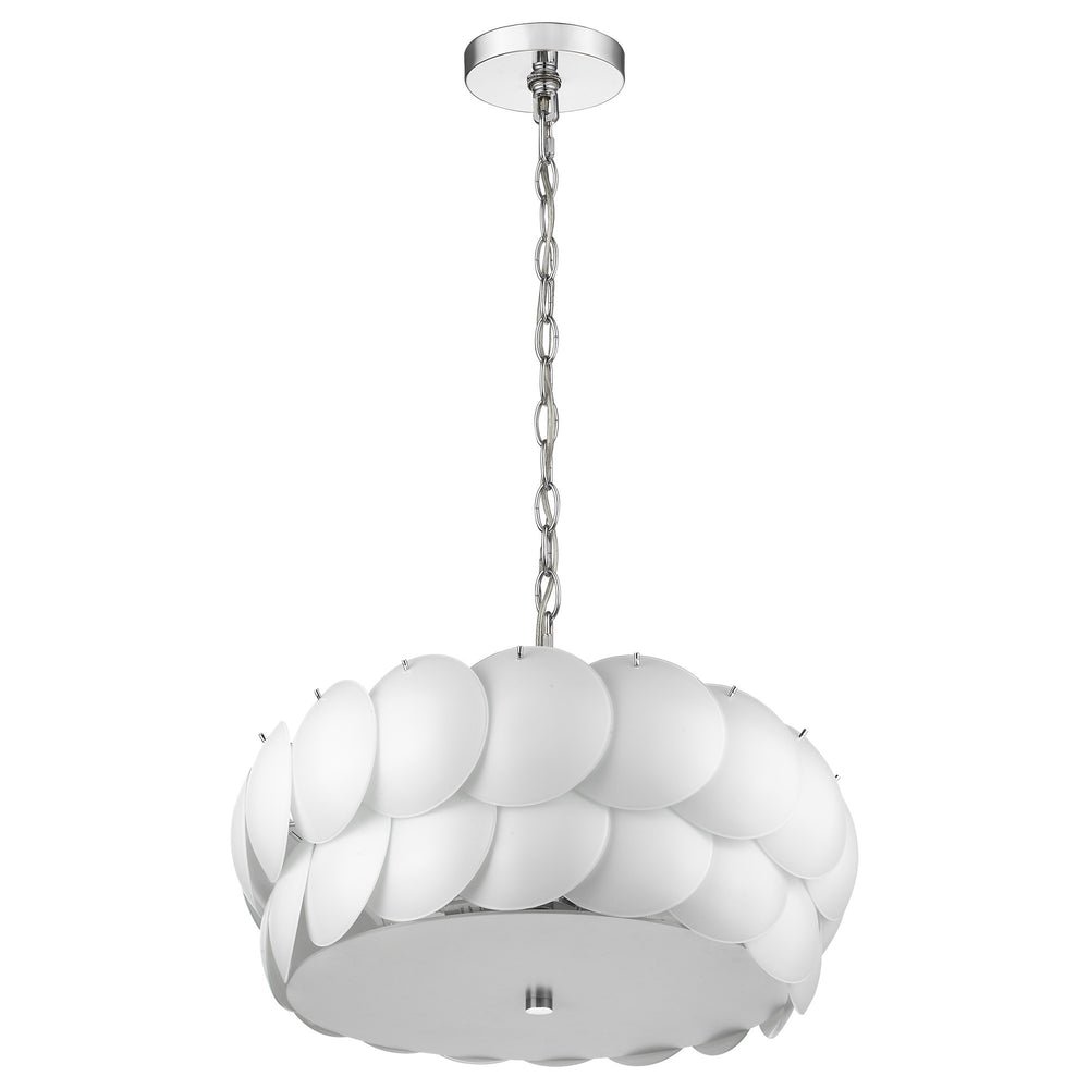 Homeroots Selene 6-light Polished Chrome Pendant With Overlapping Frosted White Glass Discs Shade   399199