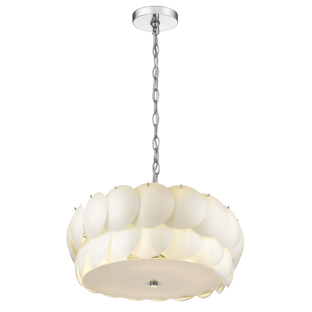 Homeroots Selene 6-light Polished Chrome Pendant With Overlapping Frosted White Glass Discs Shade   399199