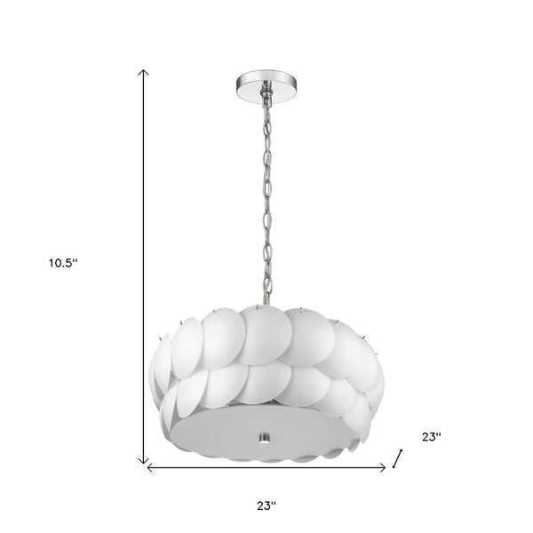 Homeroots Selene 6-light Polished Chrome Pendant With Overlapping Frosted White Glass Discs Shade   399199