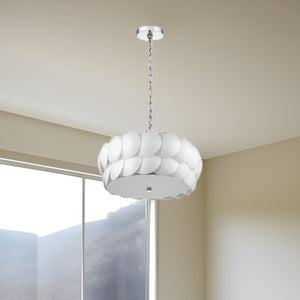 Homeroots Selene 6-light Polished Chrome Pendant With Overlapping Frosted White Glass Discs Shade   399199