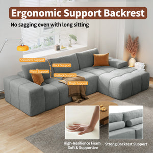 English Elm L-Shaped Modular Sofa - No Assembly, Deep Seat Comfort, Soft Upholstery For Modern Living Spaces W3737S00006