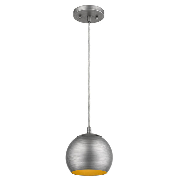 Homeroots Light Gray And Gold Hanging Dome Light   399200