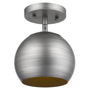Homeroots Light Gray And Gold Hanging Dome Light   399200