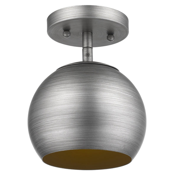 Homeroots Light Gray And Gold Hanging Dome Light   399200