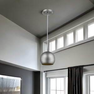 Homeroots Light Gray And Gold Hanging Dome Light   399200