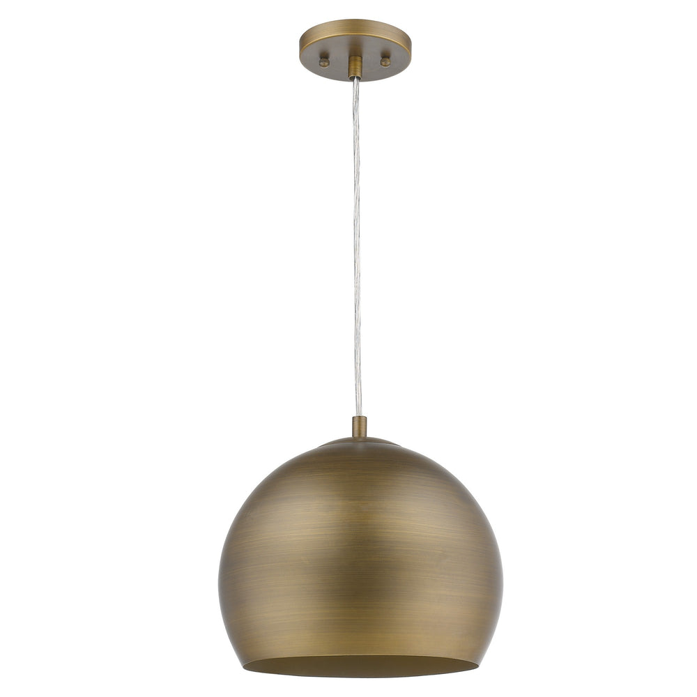 Homeroots Latitude 1-light Hand Painted Antique Gold Pendant With Gold Interior Shade   399201