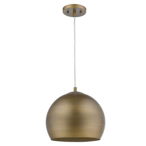Homeroots Latitude 1-light Hand Painted Antique Gold Pendant With Gold Interior Shade   399201