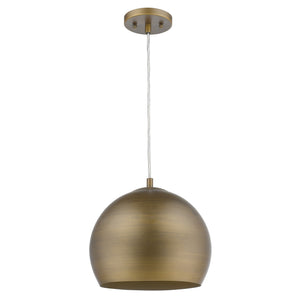 Homeroots Latitude 1-light Hand Painted Antique Gold Pendant With Gold Interior Shade   399201