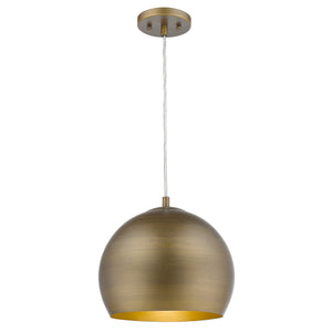 Homeroots Latitude 1-light Hand Painted Antique Gold Pendant With Gold Interior Shade   399201