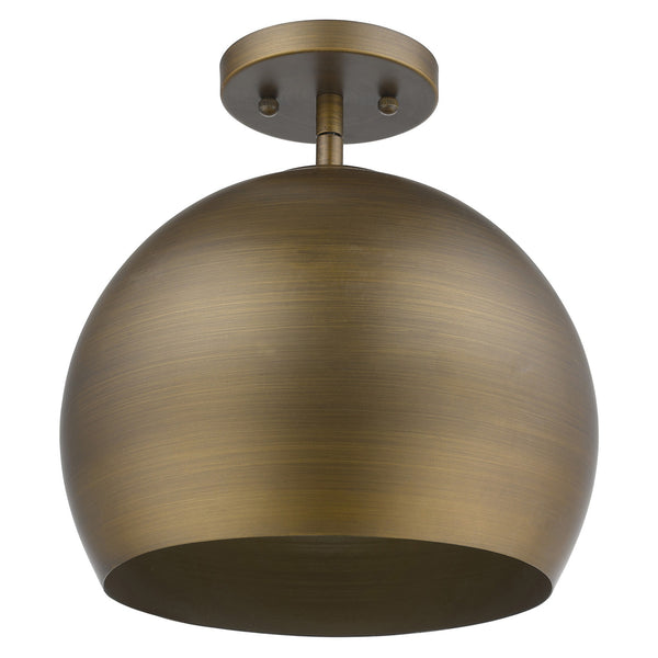 Homeroots Latitude 1-light Hand Painted Antique Gold Pendant With Gold Interior Shade   399201
