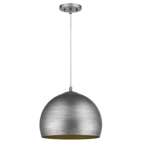 Homeroots Latitude 1-light Hand Painted Weathered Pewter Pendant With Gold Interior Shade (13.75")   399202