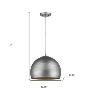 Homeroots Latitude 1-light Hand Painted Weathered Pewter Pendant With Gold Interior Shade (13.75")   399202