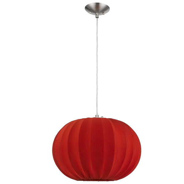 Homeroots Shanghai 1-light Brushed Nickel Pendant With Sheer Red Ribbon Shade   399203