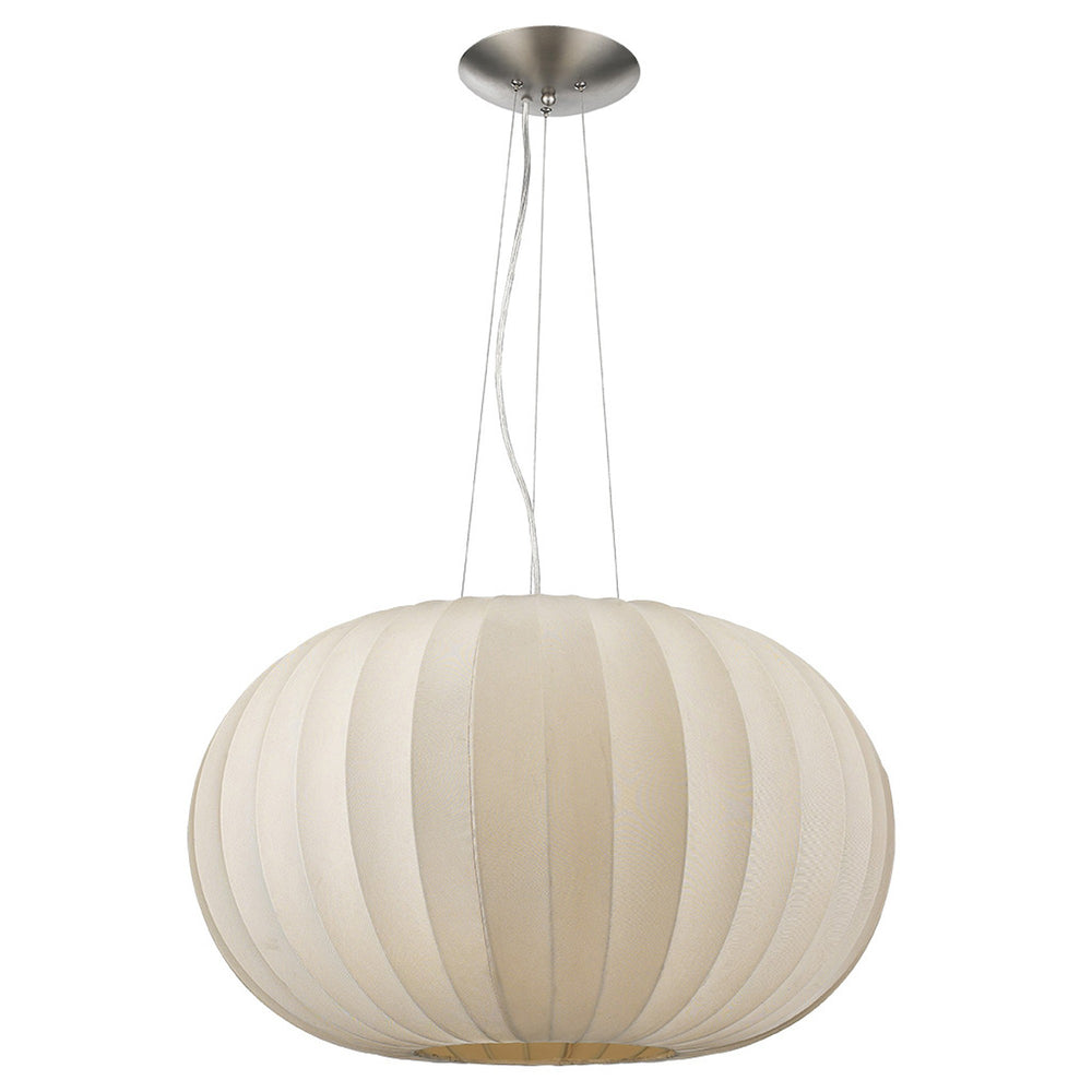 Homeroots Shanghai 1-light Brushed Nickel Pendant With Sheer Pearl Ribbon Shade   399204