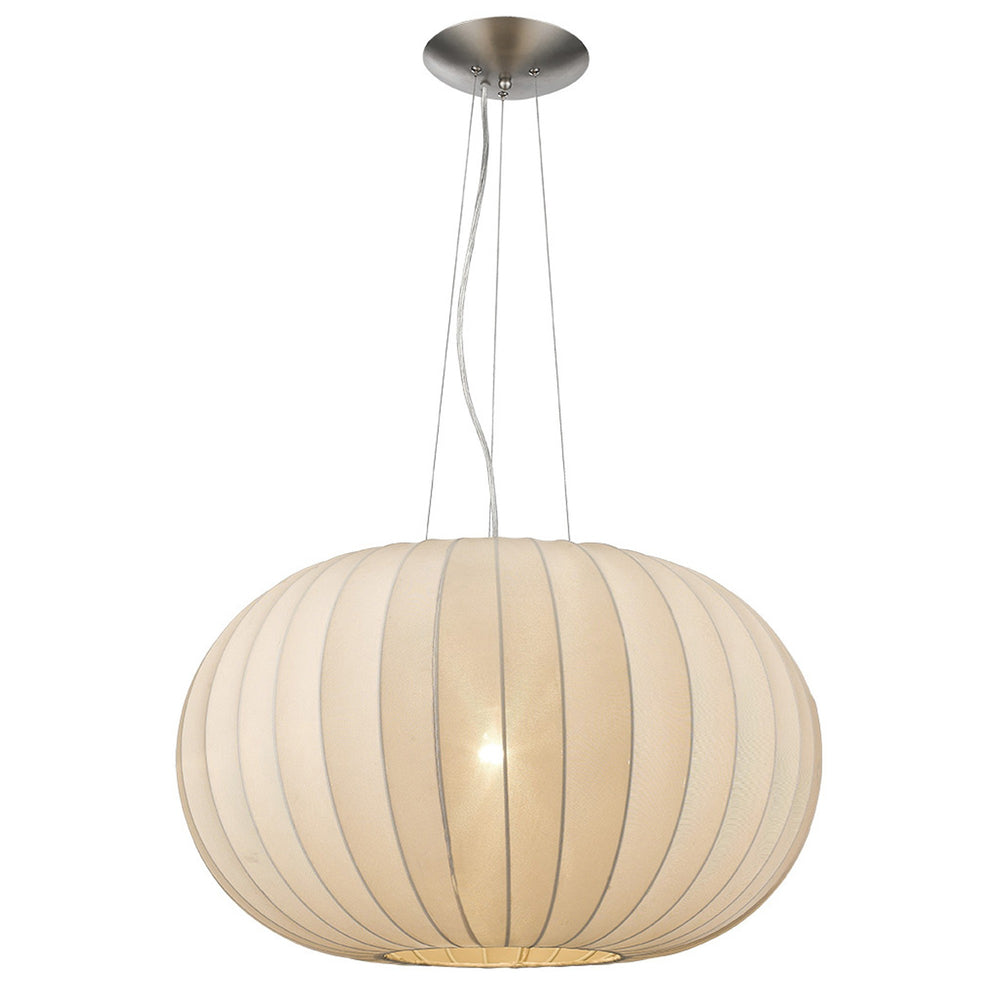 Homeroots Shanghai 1-light Brushed Nickel Pendant With Sheer Pearl Ribbon Shade   399204