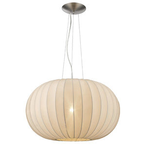 Homeroots Shanghai 1-light Brushed Nickel Pendant With Sheer Pearl Ribbon Shade   399204