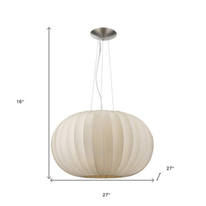 Homeroots Shanghai 1-light Brushed Nickel Pendant With Sheer Pearl Ribbon Shade   399204