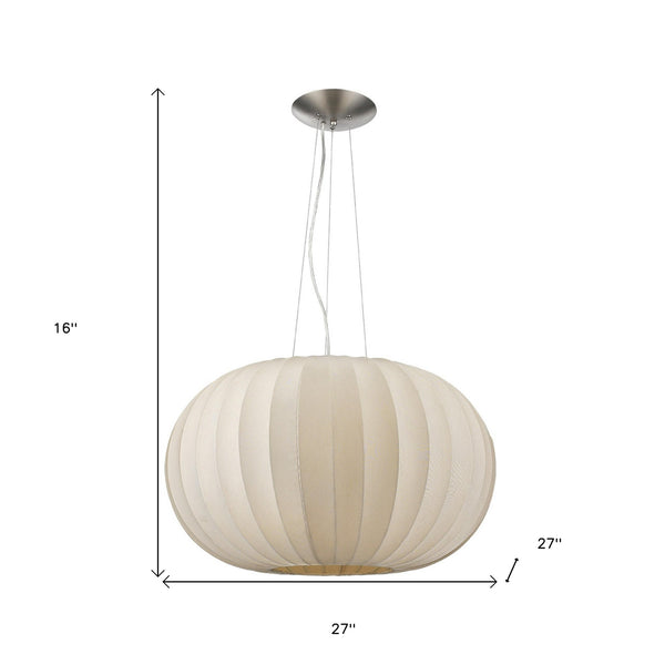 Homeroots Shanghai 1-light Brushed Nickel Pendant With Sheer Pearl Ribbon Shade   399204