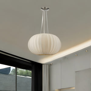 Homeroots Shanghai 1-light Brushed Nickel Pendant With Sheer Pearl Ribbon Shade   399204