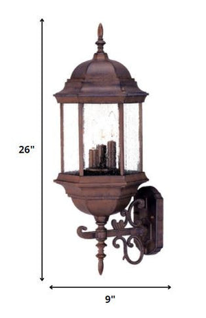 Homeroots Three Light Brown Domed Textured Glass Lantern Wall Light   399205