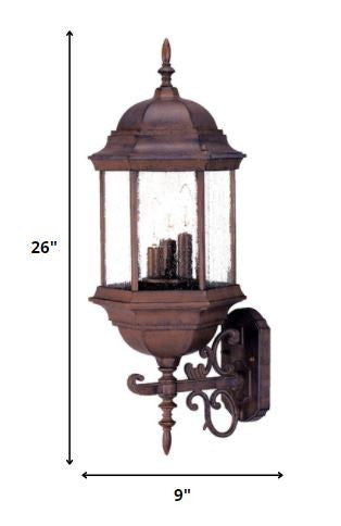 Homeroots Three Light Brown Domed Textured Glass Lantern Wall Light   399205